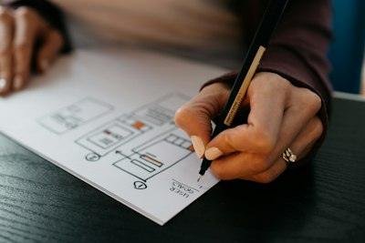 Sketching a wireframe on paper